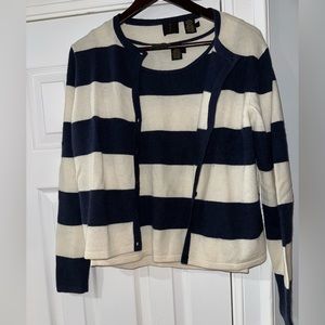 MAG, STRIPED, WOMEN’S CASHMERE LUXURY SHIRT/SWEATER SET                 Size: L
